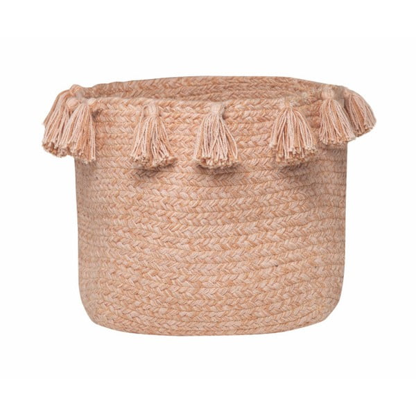 Pudrově růžový bavlněný ručně tkaný box Nattiot, ∅ 25 cm