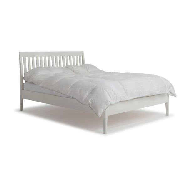 Bílá ručně vyráběná dvoulůžková postel z masivního březového dřeva Kiteen Matinea, 160 x 200 cm