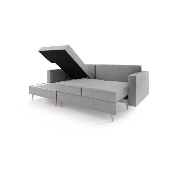 Šedá rozkládací pohovka s úložným prostorem Mazzini Sofas Aubrieta, levý roh-image-2