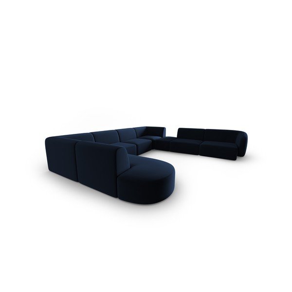 Sinine sametist nurgadiivan (parem nurk/"U"-kujuline) Paolo - Milo Casa-image-2