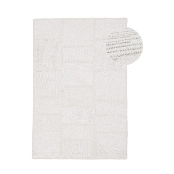 Valge käsitsi kootud villasegu vaip 200x300 cm Sculptured Blocks - Flair Rugs