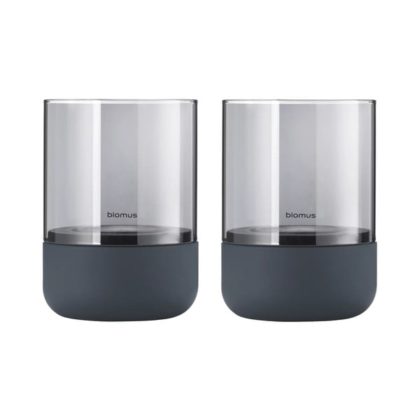 2 hallist klaasist küünlajalgade komplekt betoonist alusega Calma - Blomus