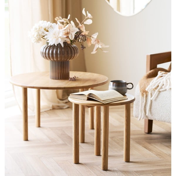 Ümmargune tammepuidust diivanilaud ø 70 cm Jena – House Nordic-image-1