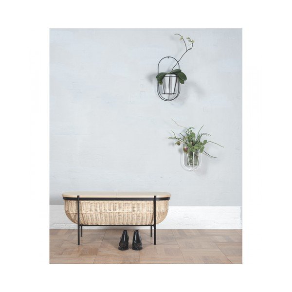 Proutěná lavice s černou konstrukcí a úložným prostorem OK Design Willow-image-4