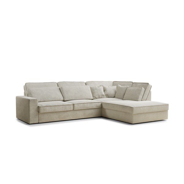 Hallikasbeež šenill-nurgadiivan (parempoolne/L-kujuline) Kirou - Maison de Rêve-image-2