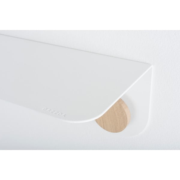 Valge terasest seinariiul tammepuust detailidega, 2 konksuga, pikkus 70 cm. Hook - Gazzda-image-1