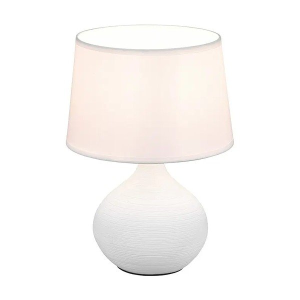 Valge keraamiline ja riidest laualamp , kõrgus 29 cm Martin - Reality-image-2