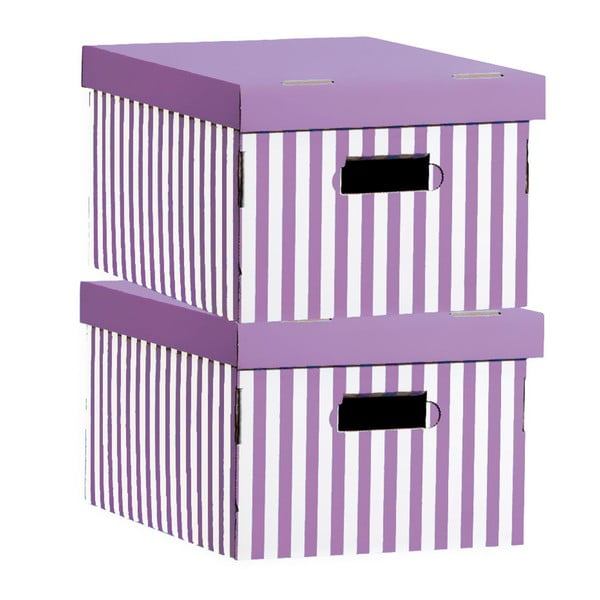 Sada 2 úložných krabic Compactor Purple Stripes
