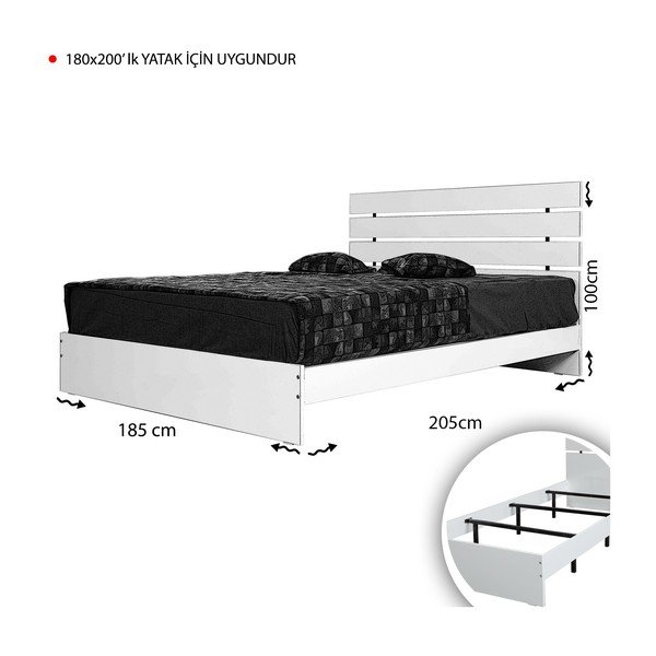 Valge kaheinimesevoodi 180x200 cm Fuga - Kalune Design-image-4