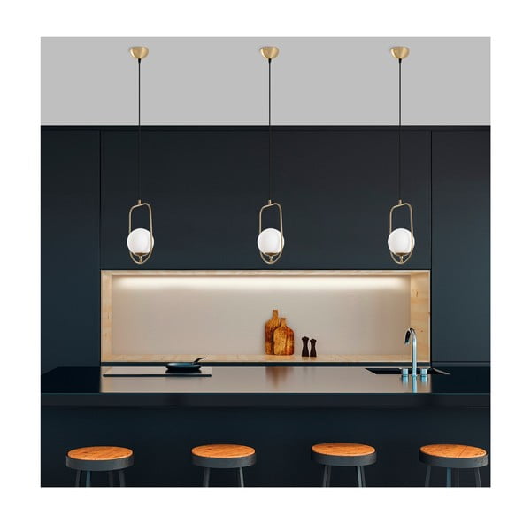 Kuldne rippvalgusti klaasist varjuga Skew - Opviq lights-image-4