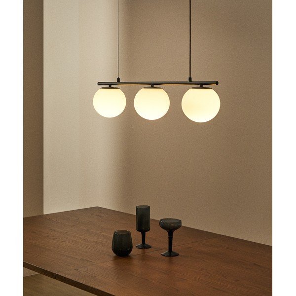 Valge/must metallist ripplamp klaasist varjuga Brisia - Kave Home-image-1