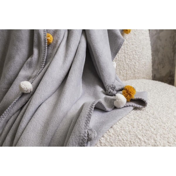 Hall fliisist voodikate 150x200 cm Pom Pom - Mijolnir-image-3