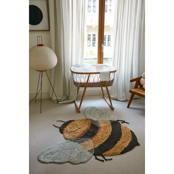 Kollane pestav käsitsi kootud puuvillane laste vaip 115x150 cm Bee - Lorena Canals-image-4