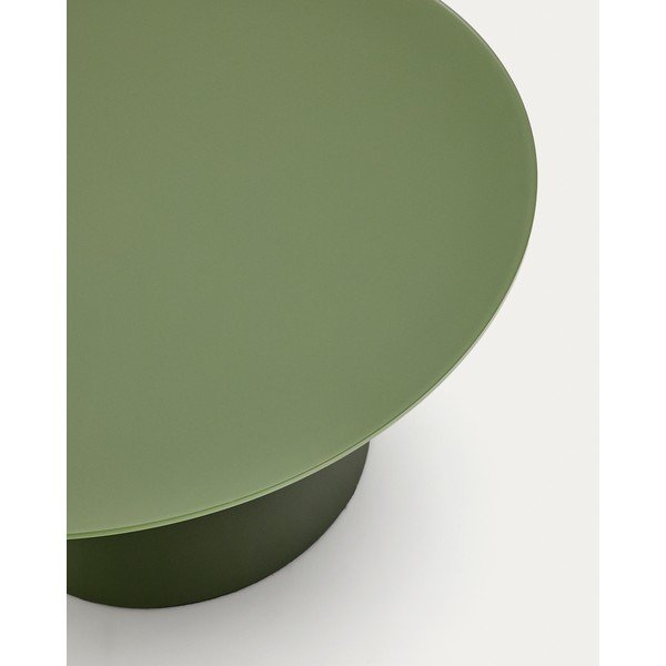Roheline ümmargune diivanilaud klaasist pealispinnaga ø 80 cm Wilshire - Kave Home-image-3