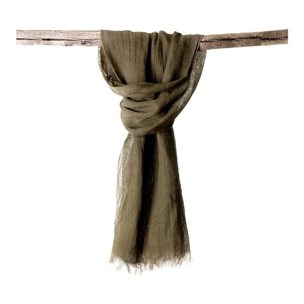 Lněný šátek Luxor 65x200 cm, zelenohnědý