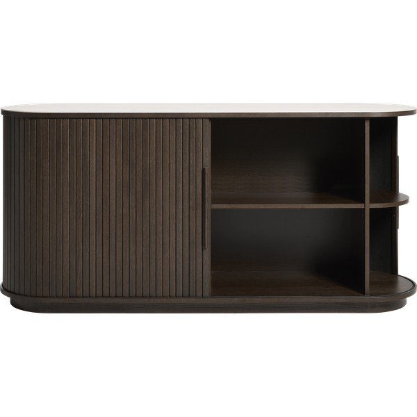 Kummut keraamilise pealispinna ja lükandustega tumedas naturaalses värvitoonis 165x76x45 cm Enna - Unique Furniture-image-2