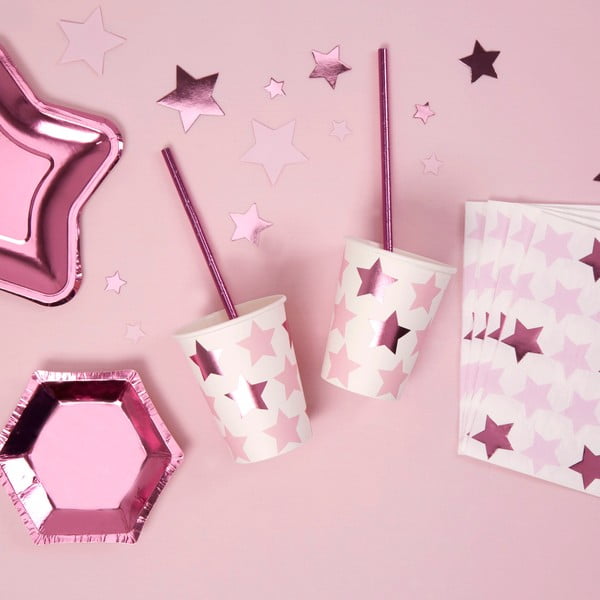 Sada 8 papírových kelímků Neviti Little Star Pink