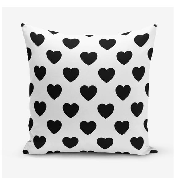 Must-valge südamega padjapüürileht , 45 x 45 cm - Minimalist Cushion Covers
