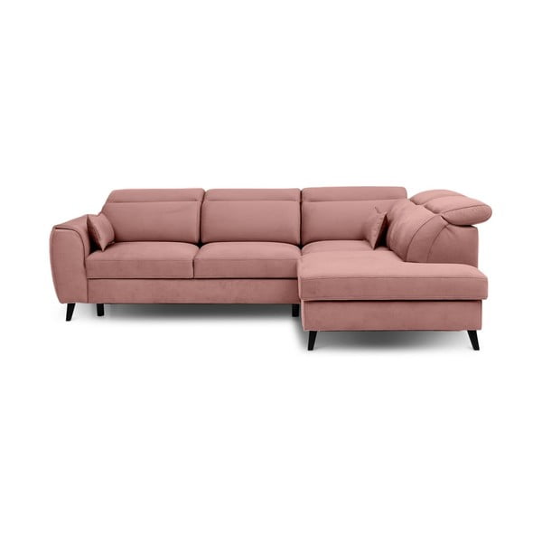 Roosa sametist lahtikäiv/sahtliga nurgadiivan (parem nurk/L-kujuline) Noble – ELTAP