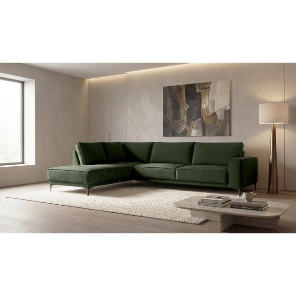 Roheline šenillist nurgadiivan (vasak nurk/L-kujuline) Copenhagen - Scandic-image-1