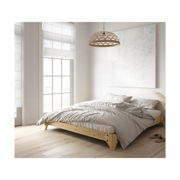 Dvoulůžková postel z borovicového dřeva s matrací Karup Design Elan Comfort Mat Black/Natural, 160 x 200 cm-image-4