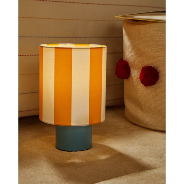 Kollane-sinine lauavalgusti tekstiilist varjuga (kõrgus 25 cm) Ciral - Kave Home-image-1