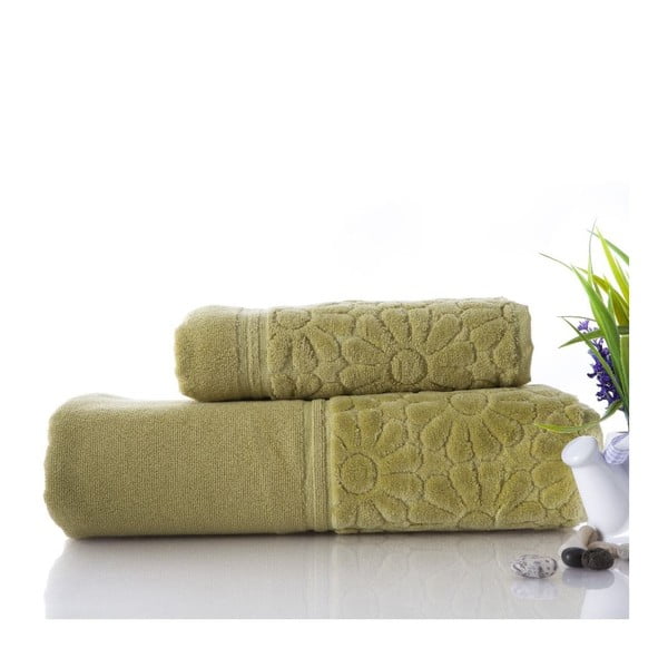 Sada 2 ručníků Samba Green, 50x90 cm a 70x140 cm