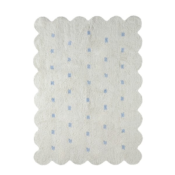 Bílomodrý oboustranný bavlněný ručně vyráběný koberec Lorena Canals Biscuit, 120 x 160 cm