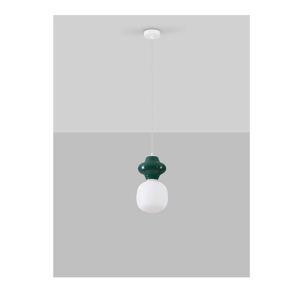 Valge/petroleenivärvi keraamiline rippvalgusti klaasist varjuga, ø 18 cm Clio - Nova Luce-image-3