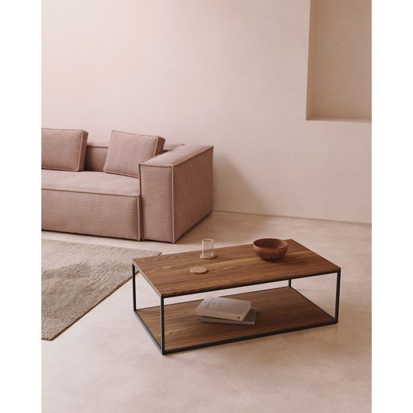 Pähklipuidu spoonist pealispinnaga diivanilaud 60x110 cm Yoana - Kave Home-image-1