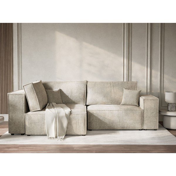 Beež šenilldiivanvoodi/panipaigaga nurgadiivan (vasak nurk/L-kujuline) Tonga - Maison de Rêve-image-1