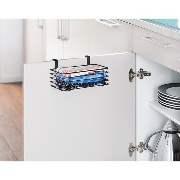 Musta värvi rippuv metallkorv köögiuksele Slim, 24 x 15 cm - Wenko-image-1