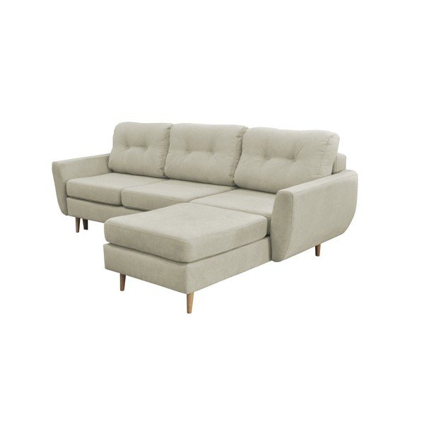 Krémová rozkládací pohovka se světlými nohami Mazzini Sofas Tulipe, pravý roh-image-4