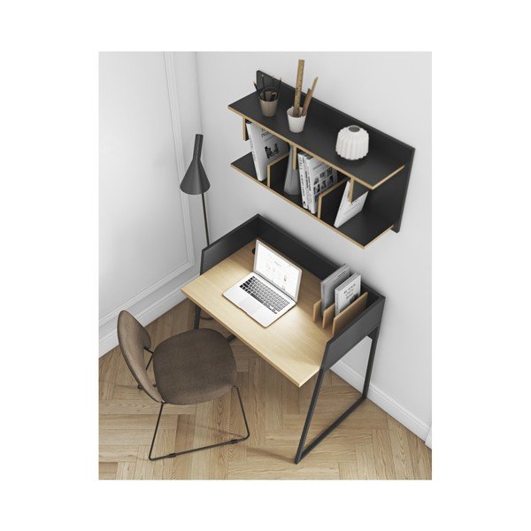 Musta värvi seinariiuli süsteem, laius 90 cm Bern - TemaHome-image-3