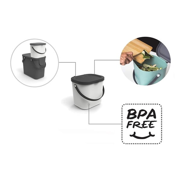 Valge kompostitav jäätmekonteiner 6 L Albula - Rotho-image-4