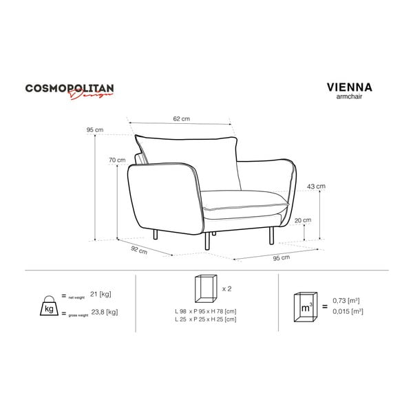 Tumehall sametist tugitool Vienna - Cosmopolitan Design-image-4