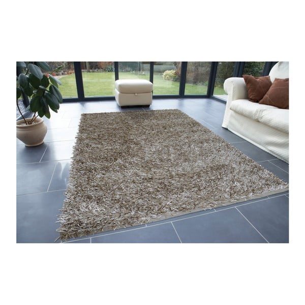 Béžový koberec Webtappeti Shaggy, 75 x 155 cm