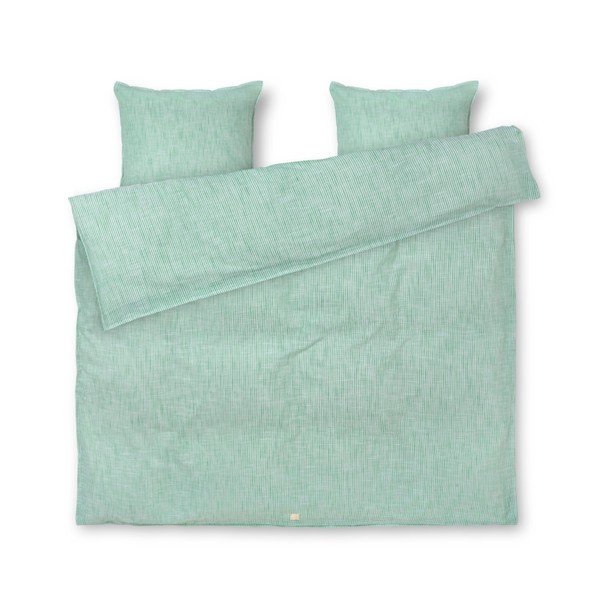 Valge ja roheline orgaaniline puuvillane voodipesu 200x220 cm Monochrome Lines - JUNA
