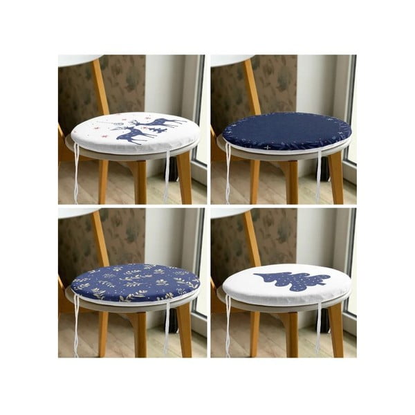 Jõulumotiiviga istmepadjad 4tk komplektis, ø 40 cm Blue Christmas - Mila Home-image-3