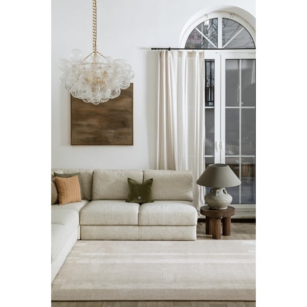 Hallikasbeež villane vaip 133x190 cm Agnus Brush Lines - Agnella-image-1