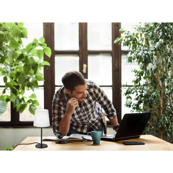 Must-valge lauavalgusti tekstiilist varjuga (kõrgus 30 cm) Eve - Fischer & Honsel-image-1