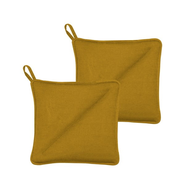 Komplekt 2 kollast puuvillast potikangast Soft - Södahl-image-1