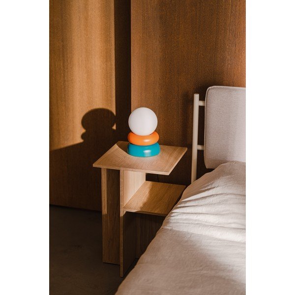 Täispuidust laualamp petrooleumi/oranži värvi klaasist varjundiga (kõrgus 24 cm) Otem - noo.ma-image-1