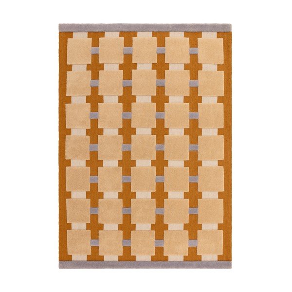 Ookerkollane käsitsi kootud villasegu vaip 120x170 cm Mallory - MADE