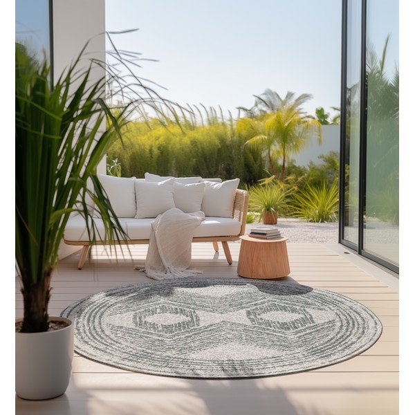 Kreem-roheline ümmargune õuevaip ø 140 cm Gemini - Elle Decoration-image-1