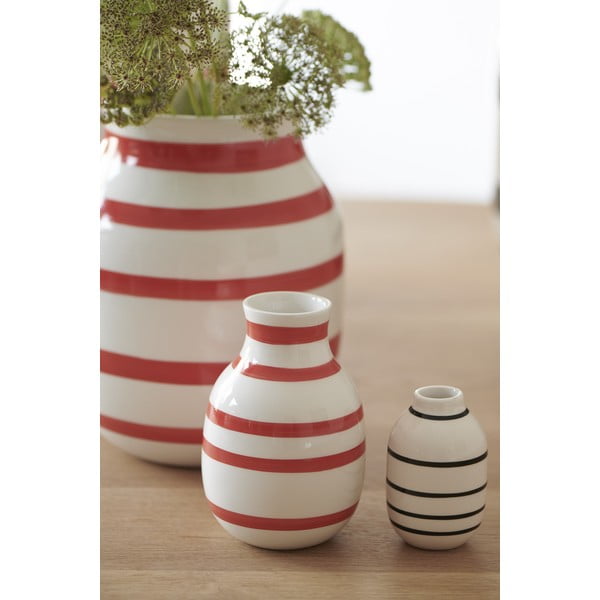 Valge ja punane triibuline keraamiline vaas , kõrgus 12,5 cm Omaggio - Kähler Design-image-2