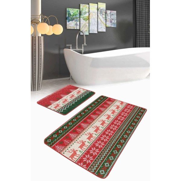 Sametist vannitoamatid komplektis 2 tükki 60x100 cm Meryy Christmas - Mila Home