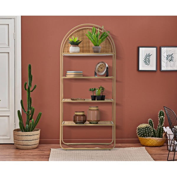 Naturaalset värvi metallist raamaturiiul 80x180 cm Panama - Mauro Ferretti-image-1