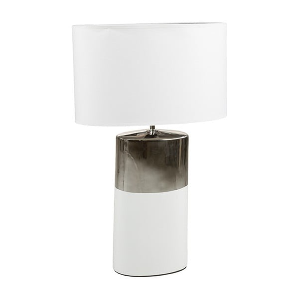 Bílá stolní lampa se základnou ve stříbrné barvě Santiago Pons Reba