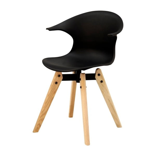 Černá židle s dřevěným podnožím Aemely